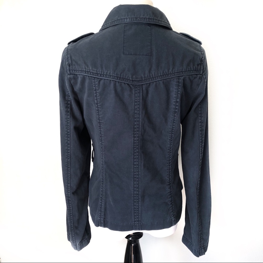 American Eagle Outfitters Navy Blue Utility Jacket Adjustable Collar Coa… - Picture 6 of 12